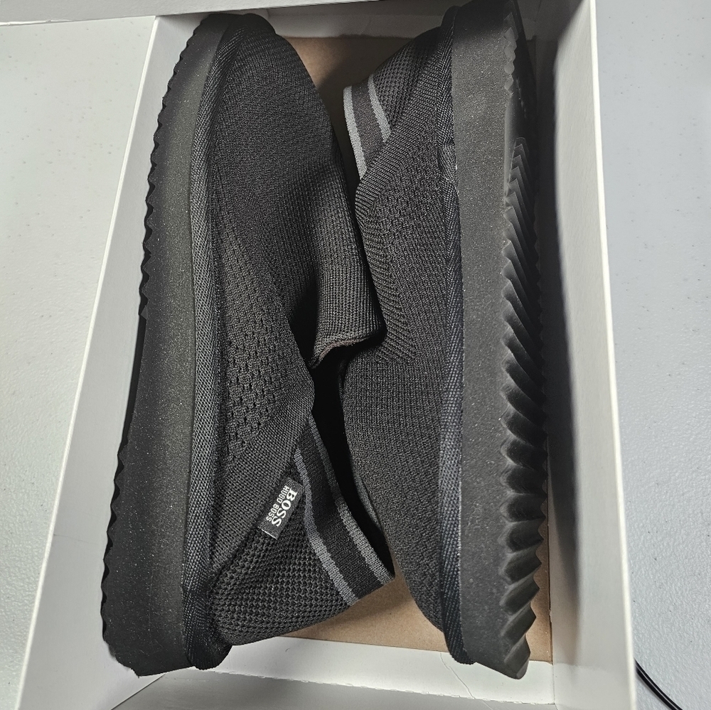 Hugo Boss Homium Slip-On Shoes Knitted Mules Comfort Flats Black Size Eur 41 NEW - Picture 13 of 13